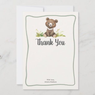 Cute Bear Animal Rustic Baby Shower Thank You Card