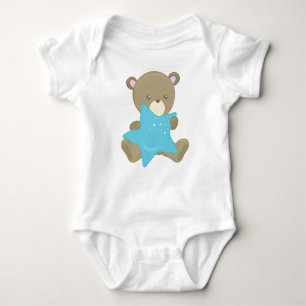Cute Bear, Baby Bear, Little Bear, Bear With Star Baby Bodysuit