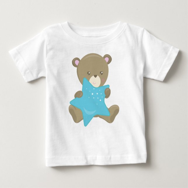 Cute Bear, Baby Bear, Little Bear, Bear With Star Baby T-Shirt (Front)