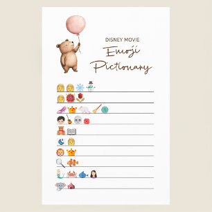 Cute Bear Baby Shower Disney Emoji Game Card