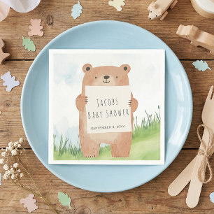 Cute Bear Baby Shower rustic woodland Napkin
