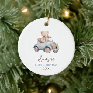 Cute Bear Baby's First Christmas Ceramic Ornament