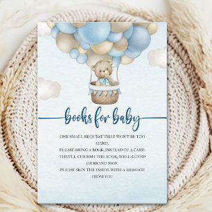 Cute Bear Balloon Baby Shower Boy Enclosure Card