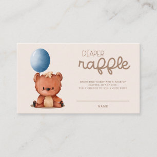 Cute Bear Balloon We Can Bearly Wait Diaper Raffle Enclosure Card