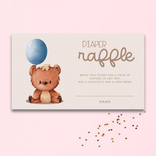 Cute Bear Balloon We Can Bearly Wait Diaper Raffle Enclosure Card