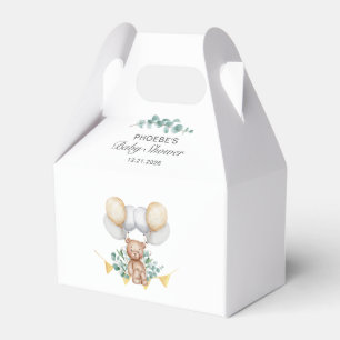 Cute Bear Balloons and Eucalyptus Boy Baby Shower Favour Box