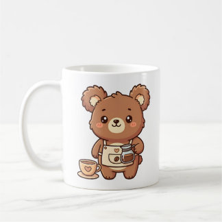 Cute Bear Barista Coffee Character Mug
