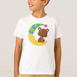 Cute Bear, Bear On The Moon, Bear With Scarf T-Shirt