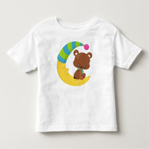 Cute Bear, Bear On The Moon, Bear With Scarf Toddler T-Shirt