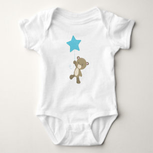 Cute Bear, Bear With Balloon, Little Bear, Star Baby Bodysuit