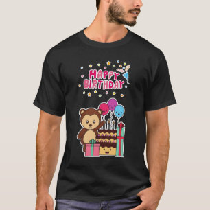 Cute Bear Birthday Celebration - Adorable Cartoon T-Shirt