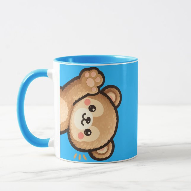 Cute Bear Blue Mug | Kawaii Coffee Cup (Left)