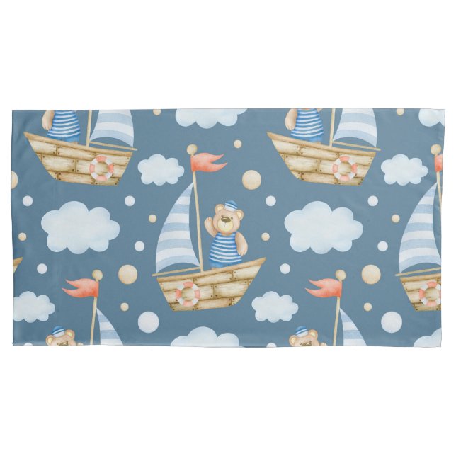 Cute Bear Boat Pillowcase (Front)
