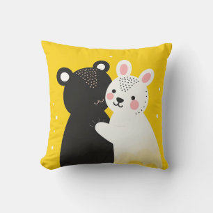 🧸🐰 Cute Bear & Bunny Friendship Cosy Decor Gift  Cushion
