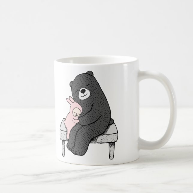 Cute Bear & Bunny Mug Custom Personalised Name Mug (Right)