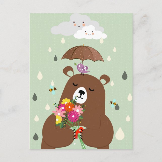 Cute  Bear Calendar Postcard (Front)