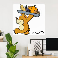 Cute Bear Carrying a Festive Harvest Platter 