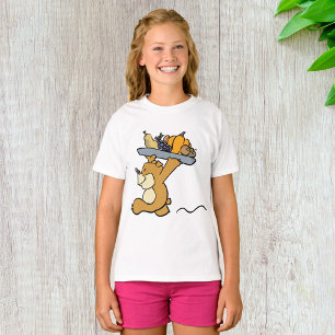 Cute Bear Carrying a Festive Harvest Platter  T-Shirt