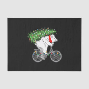 Cute Bear Carrying Christmas Tree Gift For Cyclist Tissue Paper