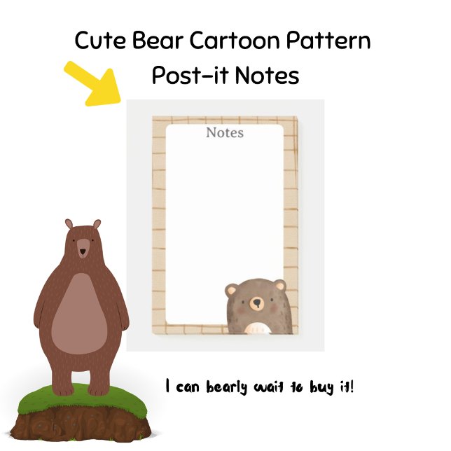 Cute Bear Cartoon Pattern  Post-it Notes (Cute Bear Cartoon Pattern Post-it Notes)