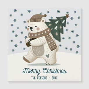 Cute Bear Christmas Tree Drawing Christmas Card