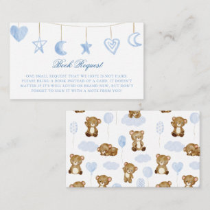 Cute Bear Classic Script Baby Shower Book Request Enclosure Card