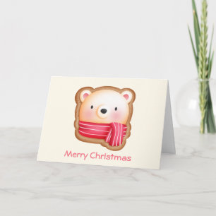 Cute Bear Cookie Image WInter Themed Christmas Card