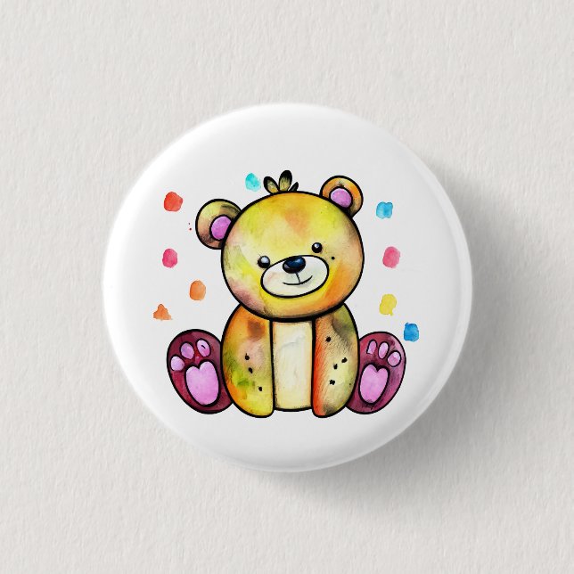 Cute Bear Cool Teddy positive 3 Cm Round Badge (Front)