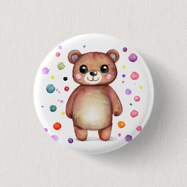 Cute Bear Cool Teddy positive 3 Cm Round Badge (Front)