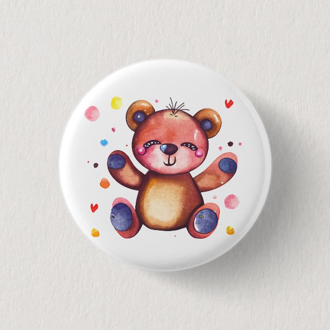 Cute Bear Cool Teddy positive 3 Cm Round Badge (Front)