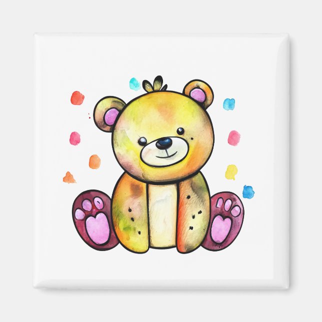 Cute Bear Cool Teddy positive Magnet (Front)