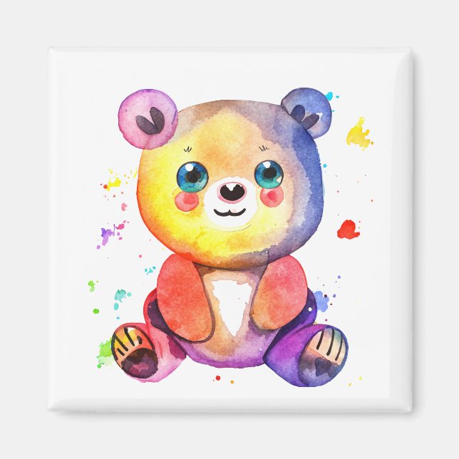 Cute Bear Cool Teddy positive Magnet (Front)