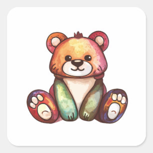 Cute Bear Cool Teddy positive Square Sticker