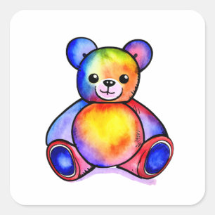 Cute Bear Cool Teddy positive Square Sticker