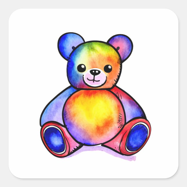 Cute Bear Cool Teddy positive Square Sticker (Front)