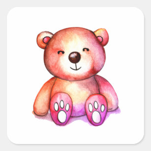 Cute Bear Cool Teddy positive Square Sticker
