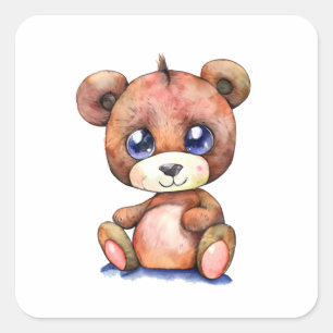 Cute Bear Cool Teddy positive Square Sticker