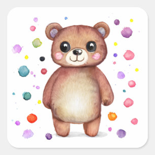 Cute Bear Cool Teddy positive Square Sticker