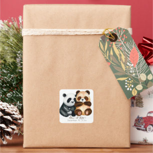 Cute Bear Couple   Romantic Wedding  Square Sticker