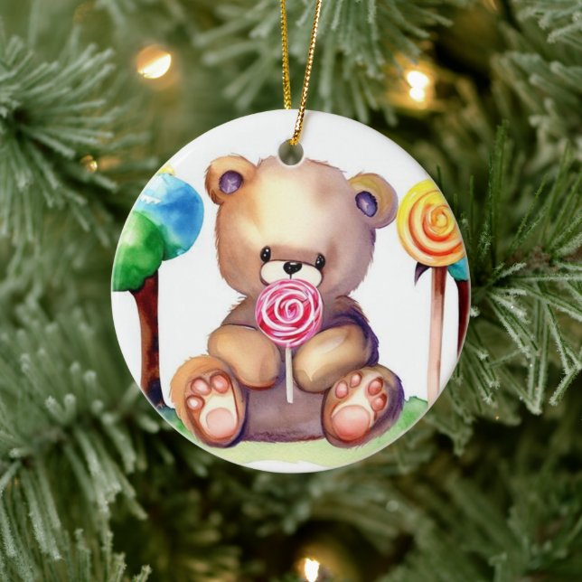 Cute Bear Cub Ceramic Ornament (Tree)