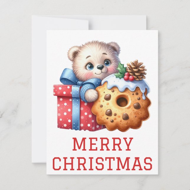 Cute Bear Cub Christmas Card (Front)