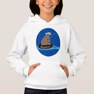 Cute bear cub fishing cartoon illustration 