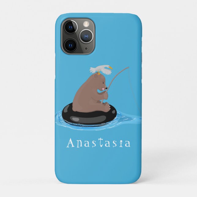 Cute bear cub fishing cartoon illustration Case-Mate iPhone case (Back)