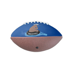 Cute bear cub fishing cartoon illustration football