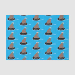 Cute bear cub fishing cartoon illustration tissue paper