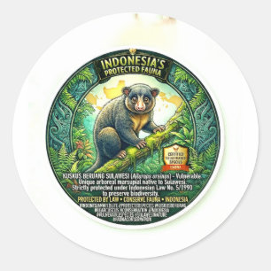 Cute Bear Cuscus Art - Rare Sulawesi Marsupial Wil Classic Round Sticker