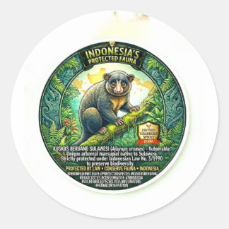 Cute Bear Cuscus Art - Rare Sulawesi Marsupial Wil Classic Round Sticker
