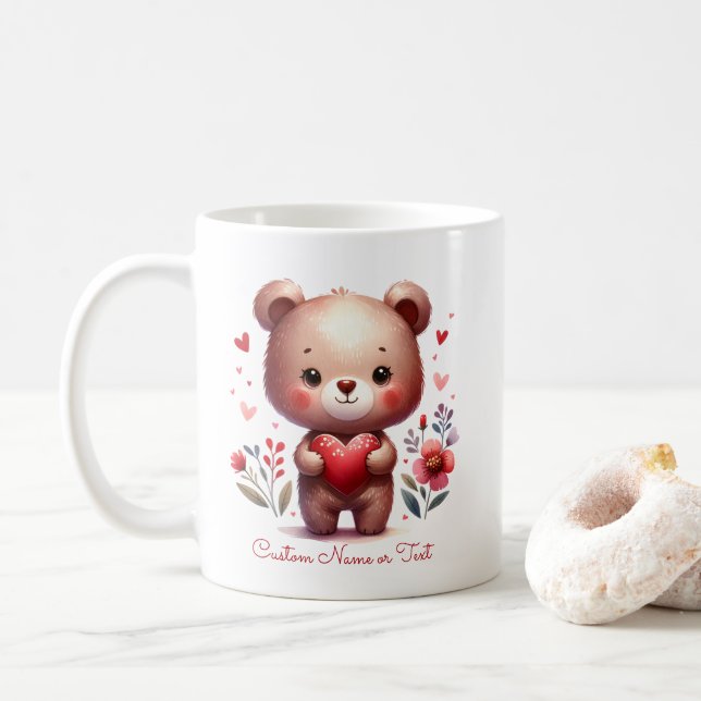 Cute Bear Custom Mug Valentine's Day (With Donut)