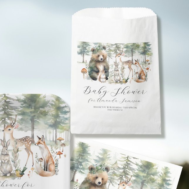 Cute Bear Deer Squirrel Forest Animals Baby Shower Favour Bag (Creator Uploaded)