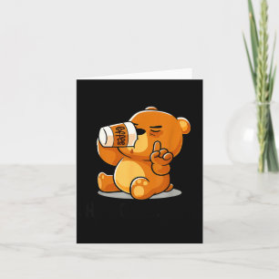 Cute Bear Drinking Funny Introvert - Coffee Shh Card